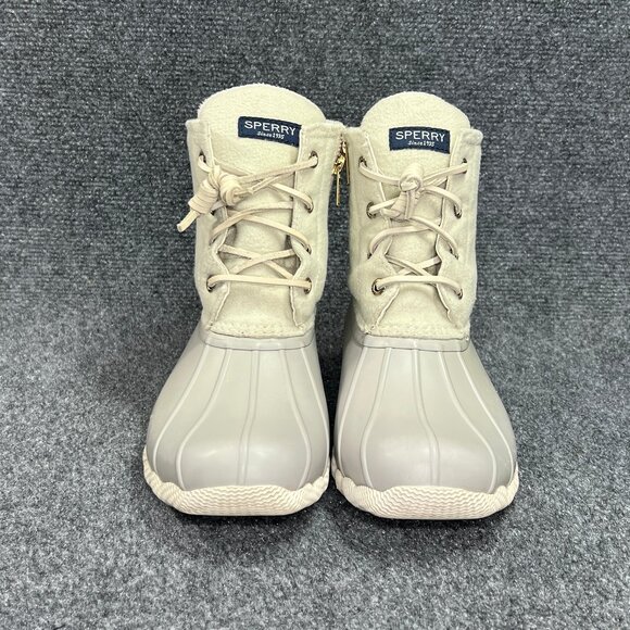 Sperry Waterproof Duck Boots Womens Size 8 Grey Outdoor Lace Up Rain Winter Snow - Picture 2 of 11